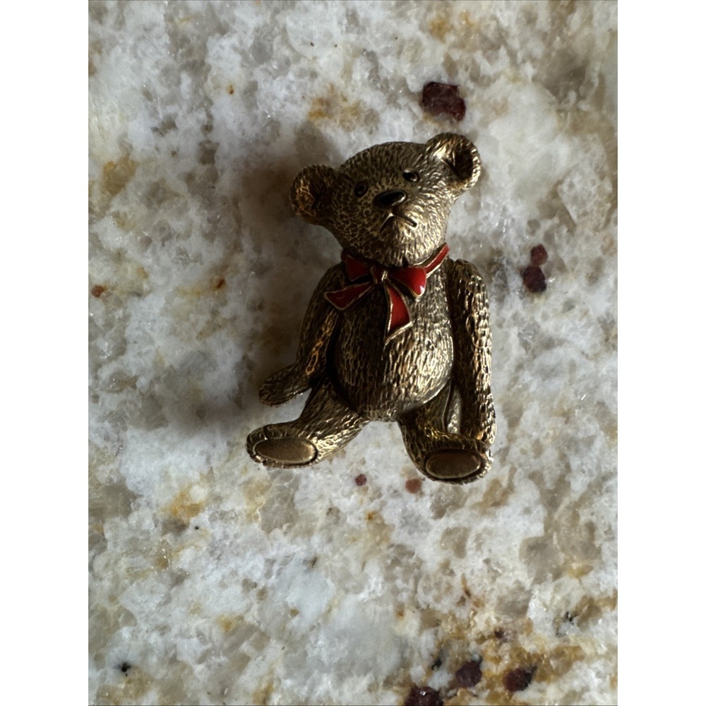 Vtg HERITGE MUSEUM REPLICAS GOLD PLATED TEDDY BEAR BROOCH / PIN 2673